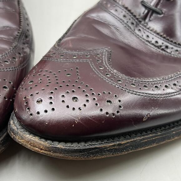 Allen Edmonds Lloyd Wingtip Oxford Men Size 14 C Burgundy Leather Brogue Shoes‎ main image 4